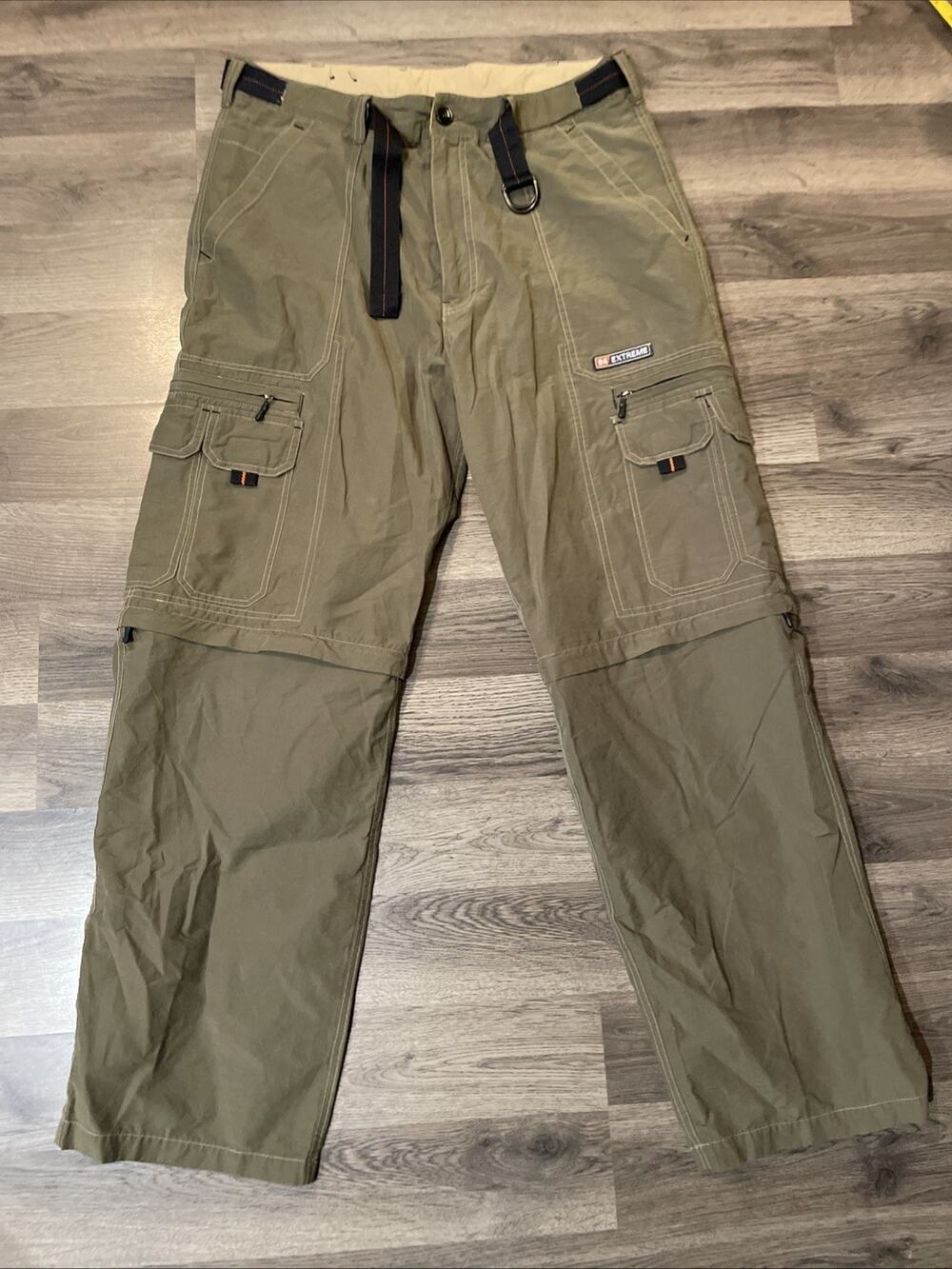 Mens Zip-off convertable pants corduroy Hunter Green 34x 32 Pants And Shorts